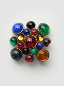 GLASS COLOURED MEDALLION BROCHE