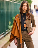 CASHMERE CAPE WITH LEATHER TASSELS
