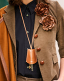 CARNATION LEATHER BROOCH