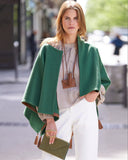 CASHMERE CAPE WITH LEATHER TASSELS