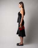 ANGIE SATIN MIDI SKIRT - BLACK