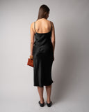 ANGIE SATIN MIDI SKIRT - BLACK