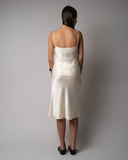 ANGIE SATIN MIDI SKIRT - CREAM