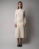 CASHMERE KNIT MIDI SKIRT - CREAM