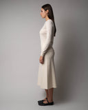 CASHMERE KNIT MIDI SKIRT - CREAM