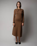 CASHMERE KNIT MIDI SKIRT - CASTAGNO