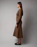 CASHMERE KNIT MIDI SKIRT - CASTAGNO