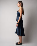 ANGIE SATIN MIDI SKIRT - NAVY