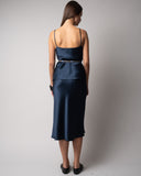 ANGIE SATIN TANK TOP - NAVY