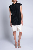 SLEEVELESS MEN'S SHIRT IN SILK SATIN