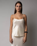 ANGIE SATIN TANK TOP - CREAM