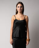 ANGIE SATIN TANK TOP - BLACK
