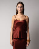 ANGIE SATIN TANK TOP - BURGUNDY