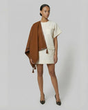 CASHMERE CAPE WITH LEATHER TASSELS